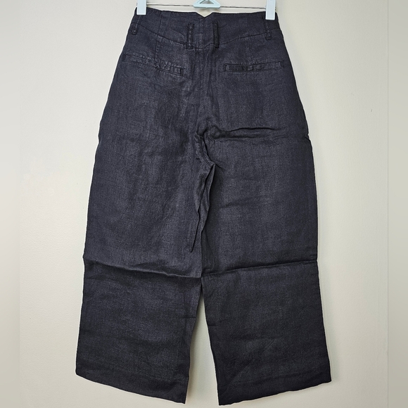 By Anthropologie Women's Linen Shirt-Tie Capri Pants, Black - Picture 7 of 13